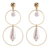 Korean New Fashion Wild Pearl Hollow Circle Geometric Long Earrings Wholesale sku image 1