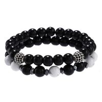 New Fashion 8mm Natural Energy Stone Bracelet Zircon Diamond Ball Elastic Bracelet Bracelet Set sku image 1