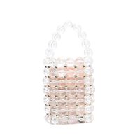 Crafts Transparent Beads Dinner Bag Beaded Bag Round Barrel Small Handbag Pearl Basket Bag Shoulder Portable main image 3