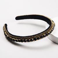 New Fashion Wild Hairband Multi-layer Glass Drill Full Diamond Gold Velvet Fashion Thin-edged Headband main image 3