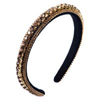 New Fashion Wild Hairband Multi-layer Glass Drill Full Diamond Gold Velvet Fashion Thin-edged Headband main image 6