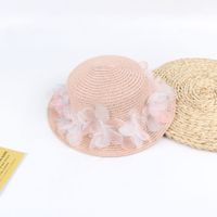 New Fashion Sunscreen Sun Straw Hat Bowknot Children Big Brim Sun Hat sku image 5