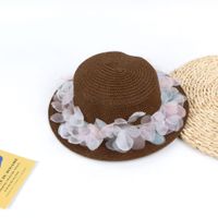 New Fashion Sunscreen Sun Straw Hat Bowknot Children Big Brim Sun Hat sku image 9