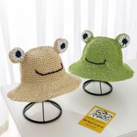 Summer Models Hand-knitted Frog Straw Hats Boys And Girls Students Sun Hats Children Sun Hats main image 4