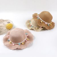 Summer New Fashion Hat Wave Edge Colored Straw Hat Female Big Eaves Sun Hat main image 3