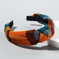 Koreanische Mode Einfaches Stirnband Weibliche Retro Kontrast Farbe Nähte Gestreiftes Stirnband Weibliche Geknotete Schleife Große Breite Haarschmuck main image 3