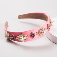 Ins Neue Barocke Retro-diamant-perlen-stirnband Europäische Und Amerikanische Mode Blumen Breite Seite Super Blinkende Braut Haarschmuck main image 3