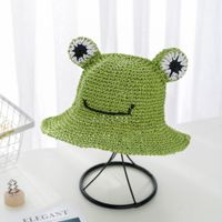 Summer Models Hand-knitted Frog Straw Hats Boys And Girls Students Sun Hats Children Sun Hats sku image 1