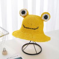 Summer Models Hand-knitted Frog Straw Hats Boys And Girls Students Sun Hats Children Sun Hats sku image 2