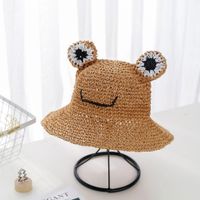 Summer Models Hand-knitted Frog Straw Hats Boys And Girls Students Sun Hats Children Sun Hats sku image 4