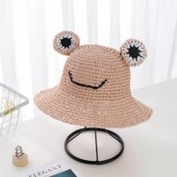 Baie Chapeau D'été Tricoté À La Main Grenouille Chapeau De Paille Garçons Et Filles Étudiants Soleil Protection Chapeau Enfants Chapeau De Soleil Soleil Chapeau Soleil Chapeau Fabricants sku image 5