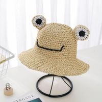 Summer Models Hand-knitted Frog Straw Hats Boys And Girls Students Sun Hats Children Sun Hats sku image 6