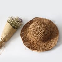 قبعة السيدات الصيف اليدوية كبيرة حافة قبعة الوالدين والطفل جديد في الهواء الطلق الترفيه الشمس قبعة الشمس قبعة الشاطئ بارد قبعة sku image 6
