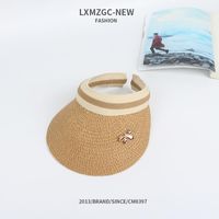 New Summer Outdoor Sun Shade Parent-child Straw Hat Ladies Bow Empty Top Hat Baby Sports Cap sku image 7