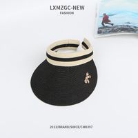 New Summer Outdoor Sun Shade Parent-child Straw Hat Ladies Bow Empty Top Hat Baby Sports Cap sku image 9