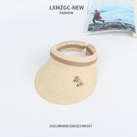 New Summer Outdoor Sun Shade Parent-child Straw Hat Ladies Bow Empty Top Hat Baby Sports Cap sku image 5