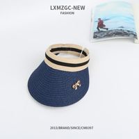 New Summer Outdoor Sun Shade Parent-child Straw Hat Ladies Bow Empty Top Hat Baby Sports Cap sku image 1
