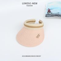 New Summer Outdoor Sun Shade Parent-child Straw Hat Ladies Bow Empty Top Hat Baby Sports Cap sku image 3