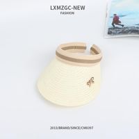 New Summer Outdoor Sun Shade Parent-child Straw Hat Ladies Bow Empty Top Hat Baby Sports Cap sku image 11
