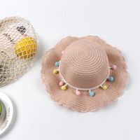 Summer New Fashion Hat Wave Edge Colored Straw Hat Female Big Eaves Sun Hat sku image 3