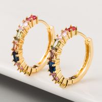 Copper Plated 18k Gold Inlaid Colorful Zircon Earrings Hip Hop Creative Fashion Earrings main image 1