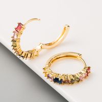 Copper Plated 18k Gold Inlaid Colorful Zircon Earrings Hip Hop Creative Fashion Earrings main image 5