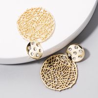 S925 Pin Korean Fashion Earrings Diamond Hollow Round Mesh Alloy Gold Stud Earrings main image 3