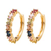 Copper Plated 18k Gold Inlaid Colorful Zircon Earrings Hip Hop Creative Fashion Earrings sku image 1