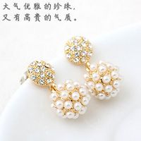 Korean Fashion Elegant Flash Diamond Pearl Ball Earrings Yiwu Wholesale main image 2