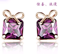 Real Gold Plated Zircon Bow Stud Earrings Yiwu Wholesale main image 1