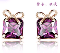 Real Gold Plated Zircon Bow Stud Earrings Yiwu Wholesale main image 2
