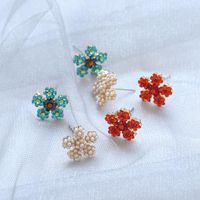 New Flower Earrings Color Diamond Earrings For Women Wholesale main image 1