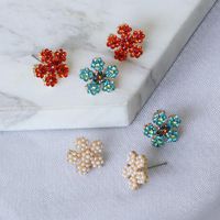 New Flower Earrings Color Diamond Earrings For Women Wholesale main image 3