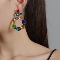 New Geometric Round Earrings Women Fashion Luxury Glass Full Diamond Color Earrings main image 1