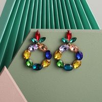 New Geometric Round Earrings Women Fashion Luxury Glass Full Diamond Color Earrings main image 3