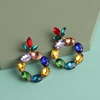 New Geometric Round Earrings Women Fashion Luxury Glass Full Diamond Color Earrings main image 4