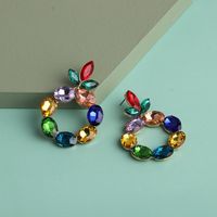 New Geometric Round Earrings Women Fashion Luxury Glass Full Diamond Color Earrings main image 6