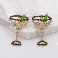 The New Simple Wine Glass Full Diamond Earrings Wild Diamond Earrings Wholesale main image 1