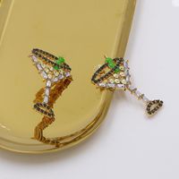 The New Simple Wine Glass Full Diamond Earrings Wild Diamond Earrings Wholesale main image 4