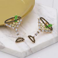 The New Simple Wine Glass Full Diamond Earrings Wild Diamond Earrings Wholesale main image 5