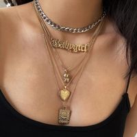 New Fashion Simple Ethnic Style Multi-layer Letter Pendant Set Necklace For Women Wholesale main image 5
