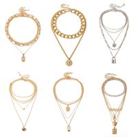 New Fashion Simple Ethnic Style Multi-layer Letter Pendant Set Necklace For Women Wholesale main image 6