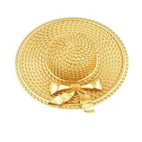 Vintage Straw Hat Pearl Leaf Palace Golden Brooch Wholesale main image 1