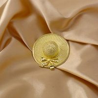 Vintage Straw Hat Pearl Leaf Palace Golden Brooch Wholesale main image 5
