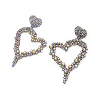New 925 Silver Post Artificial Rhinestone Hollow Love Earrings For Women Wholesale main image 3