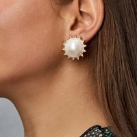2020 Einfache Und Modische Runde Perlen Eingelegte Frauen Ohrringe Temperament Persönlichkeit Perlen Ohrringe Ohrringe Ohrringe Großhandel main image 1
