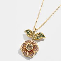 New Simple Zircon Flower Pendant Necklace For Women Wholesale main image 3