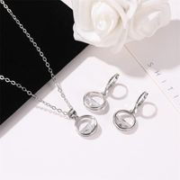 Korean Zircon Wild Jewelry Simple Semicircle Earrings Necklace Set Wholesale main image 5