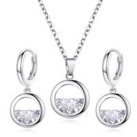 Korean Zircon Wild Jewelry Simple Semicircle Earrings Necklace Set Wholesale main image 2