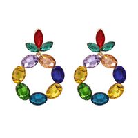 New Geometric Round Earrings Women Fashion Luxury Glass Full Diamond Color Earrings sku image 1